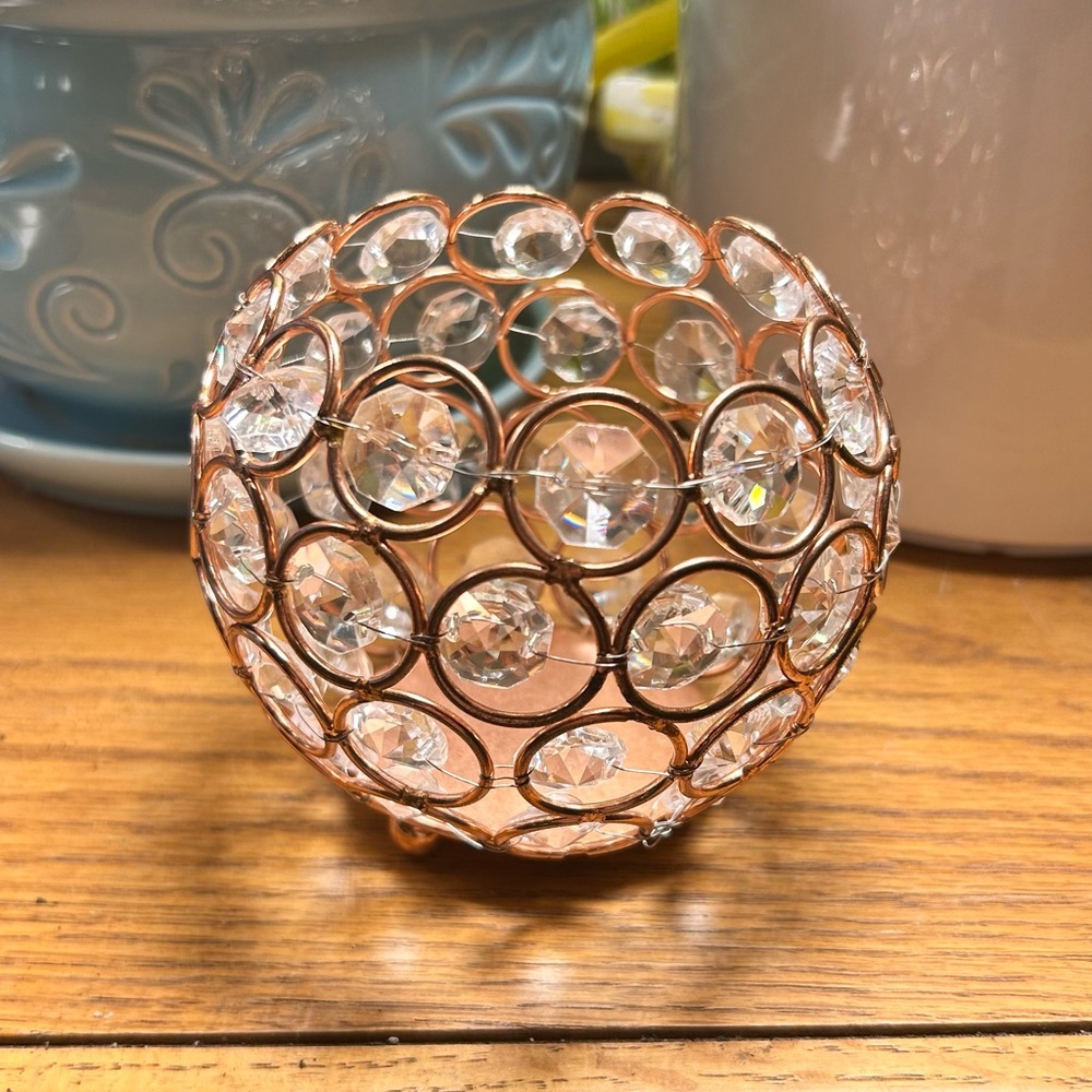 Crystal and Rose Gold Tealight or votive holder